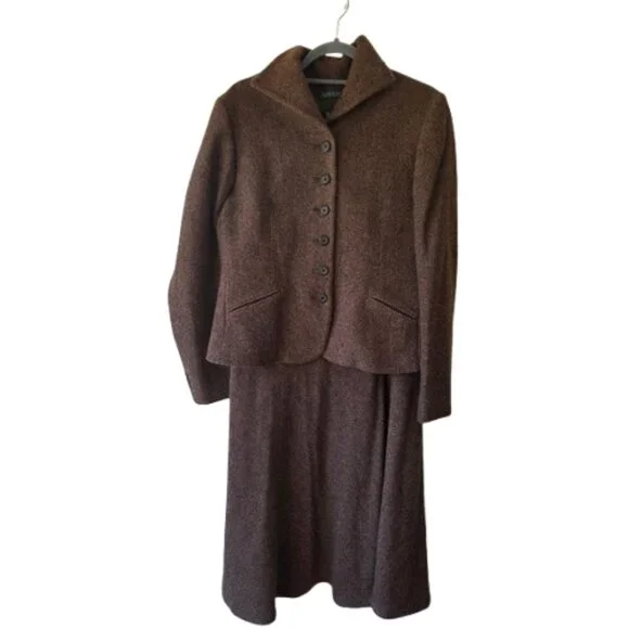 Lauren Ralph Lauren Vintage Tweed Midi Skirt Suit Jacket 10, Skirt 6